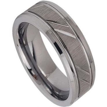**COI Tungsten Carbide Diagonal Double Grooves Ring-7290