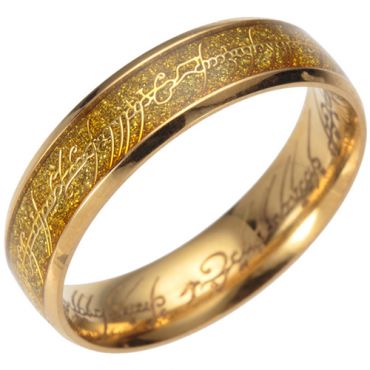 **COI Gold Tone Titanium Lord of The Ring Beveled Edges Ring-7456