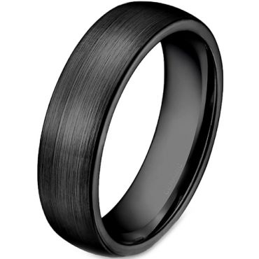 **COI Black Tungsten Carbide Brushed 2mm-5mm Dome Court Ring-7463AA
