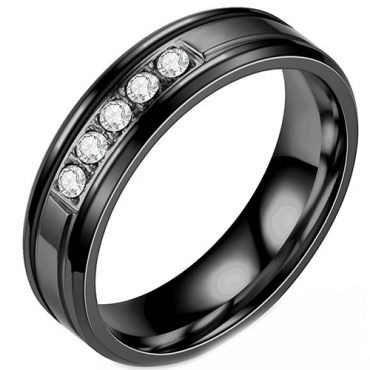 **COI Black Titanium Ring With Cubic Zirconia-7486