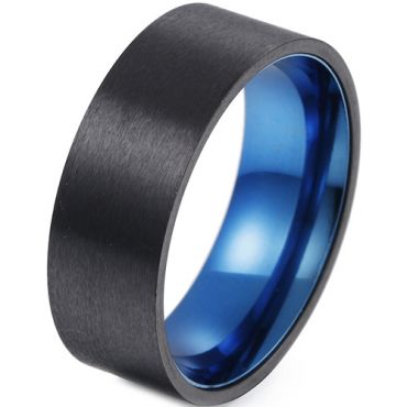 **COI Titanium Black Blue Pipe Cut Flat Ring-7522