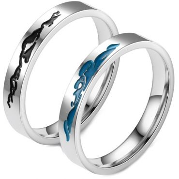 **COI Titanium Black/Blue Silver Celtic Pipe Cut Flat Ring-7537