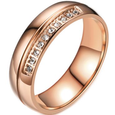 **COI Rose Titanium Ring With Cubic Zirconia-7556
