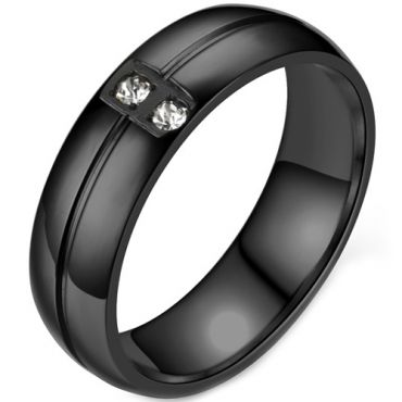 **COI Black Titanium Ring With Cubic Zirconia-7557