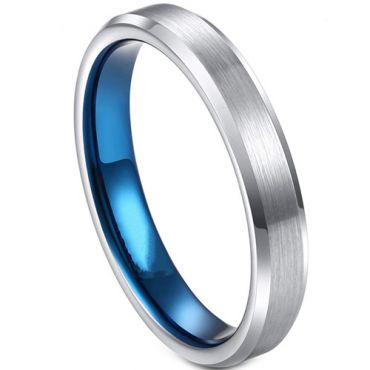 **COI Titanium Blue Silver Beveled Edges Ring-7565