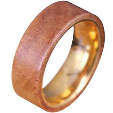 **COI Gold Tone Tungsten Carbide Ring With Wood-7581