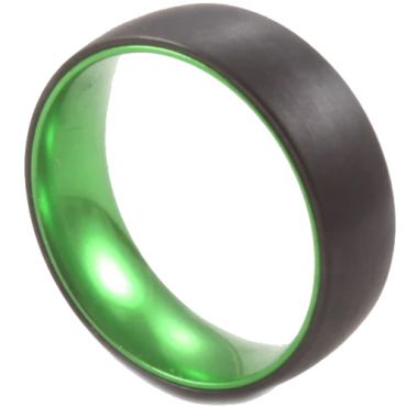 **COI Tungsten Carbide Black Green Dome Court Ring-7649