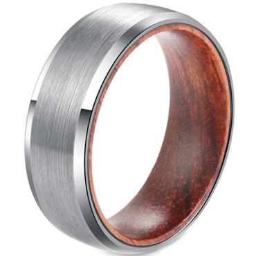 **COI Tungsten Carbide Beveled Edges Ring With Wood-7661
