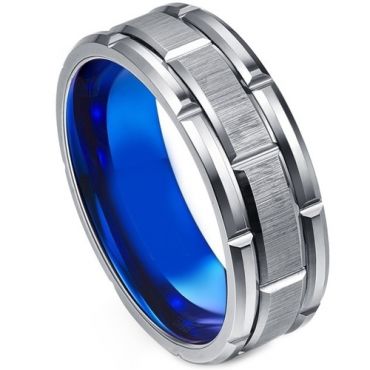 **COI Titanium Blue Silver Tire Tread Ring-7737