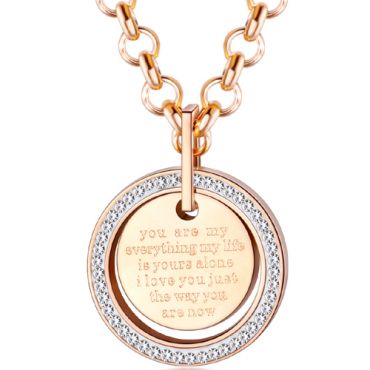COI Rose Titanium You Are My Everything Pendant Necklace With Cubic Zirconia-7749