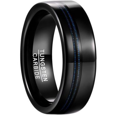 **COI Tungsten Carbide Black Blue Ring With Wire-7794