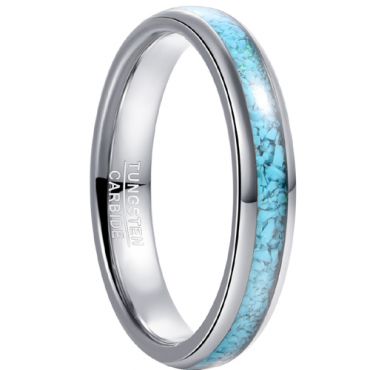**COI Tungsten Carbide Dome Court Ring With Turquoise-7799