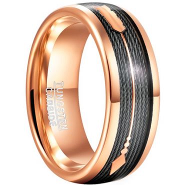 **COI Rose Tungsten Carbide Dome Court Ring With Arrows & Wire-7802