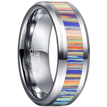 **COI Tungsten Carbide Rainbow Pride Camo Beveled Edges Ring-7833
