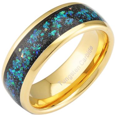 **COI Gold Tone Tungsten Carbide Crushed Opal Dome Court Ring-7947AA