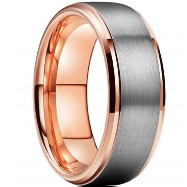 **COI Tungsten Carbide Rose Silver Step Edges Ring-7962AA