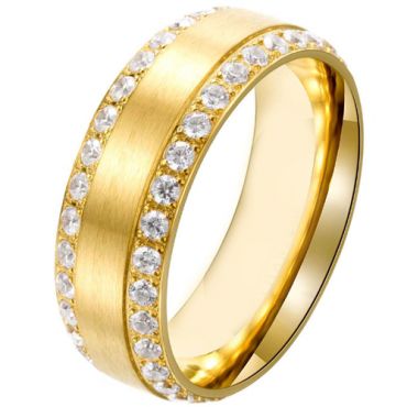 **COI Gold Tone Titanium Ring With Cubic Zirconia-8022AA