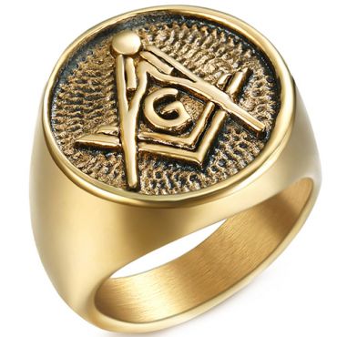 **COI Gold Tone Titanium Masonic Freemason Ring-8080AA