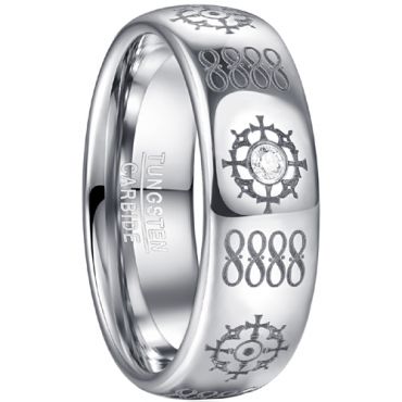 **COI Tungsten Carbide Laser Graphic Pattern Ring With Cubic Zirconia-8095AA