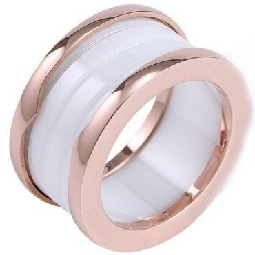 **COI Rose Titanium Double Grooves Ring With White Ceramic-8272AA