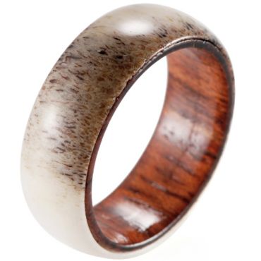 **COI Jewelry Deer Antler & Wood Dome Court Ring-8288AA
