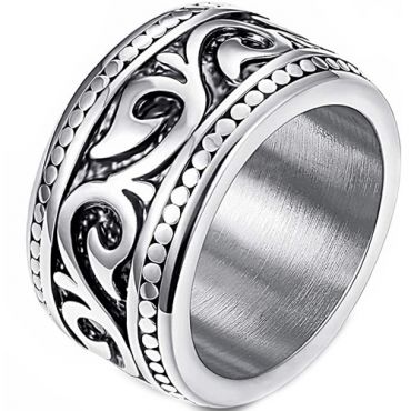 **COI Titanium Black Silver Celtic Ring-8407AA