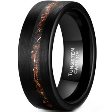 **COI Black Tungsten Carbide Wood Ring With Copper Foil-8445AA