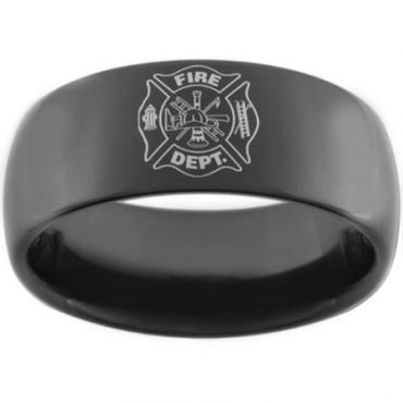 *COI Black Titanium Firefighter Dome Court Ring - JT883A