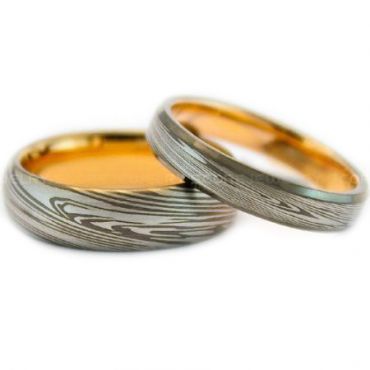 COI Tungsten Carbide Gold Tone Silver Damascus Ring-TG999