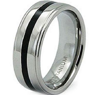COI Titanium Ring With Black Plating - JT1454(Size:#US6.5)