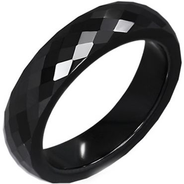 COI Black Titanium Faceted Wedding Band Ring - JT4104