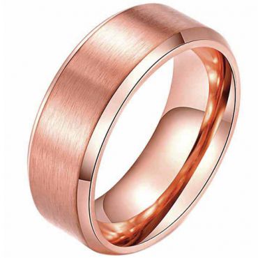 **COI Rose Titanium Polished Matt Beveled Edges Ring-JT5073