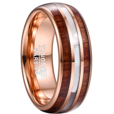 COI Rose Tungsten Carbide Abalone Shell & Wood Ring-TG5071