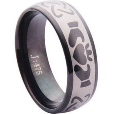 COI Black Tungsten Carbide Mo Anam Cara Celtic Ring - TG1101
