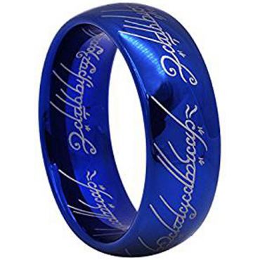 **COI Blue Tungsten Carbide Lord of the Ring Ring - TG2469