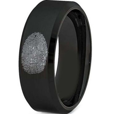 COI Black Tungsten Carbide Custom FingerPrint Ring - TG2775