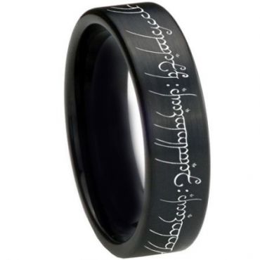 *COI Black Tungsten Carbide Lord of The Ring Ring-3367