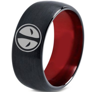 COI Tungsten Carbide Black Red Dead Pool Dome Court Ring - TG3434
