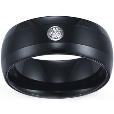 COI Black Tungsten Carbide Cubic Zirconia Ring-TG3679