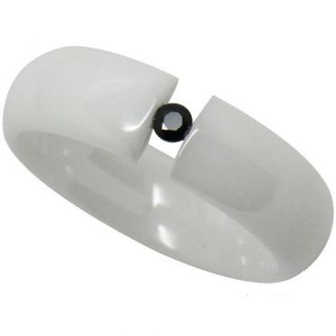 COI White Ceramic Solitaire Cubic Zirconia Ring - TG3946