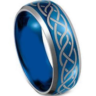 *COI Tungsten Carbide Blue Silver Celtic Ring - TG4029
