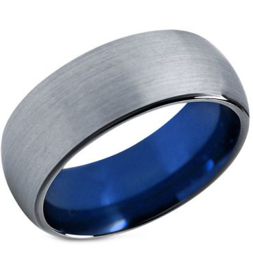 COI Tungsten Carbide Blus Silver Dome Court Ring - TG4187