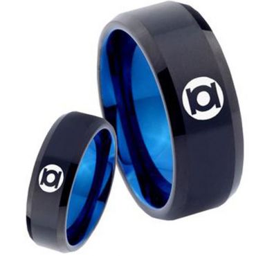 COI Tungsten Carbide Black Blue Green Lantern Ring - 4521