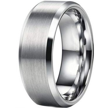 **COI Tungsten Carbide Polished Shiny Matt Beveled Edges Ring - TG613