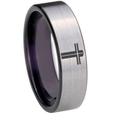 COI Tungsten Carbide Cross Pipe Cut Flat Ring - 851