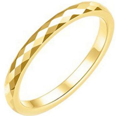 COI Gold Tone Titanium Faceted Wedding Band Ring - JT3847